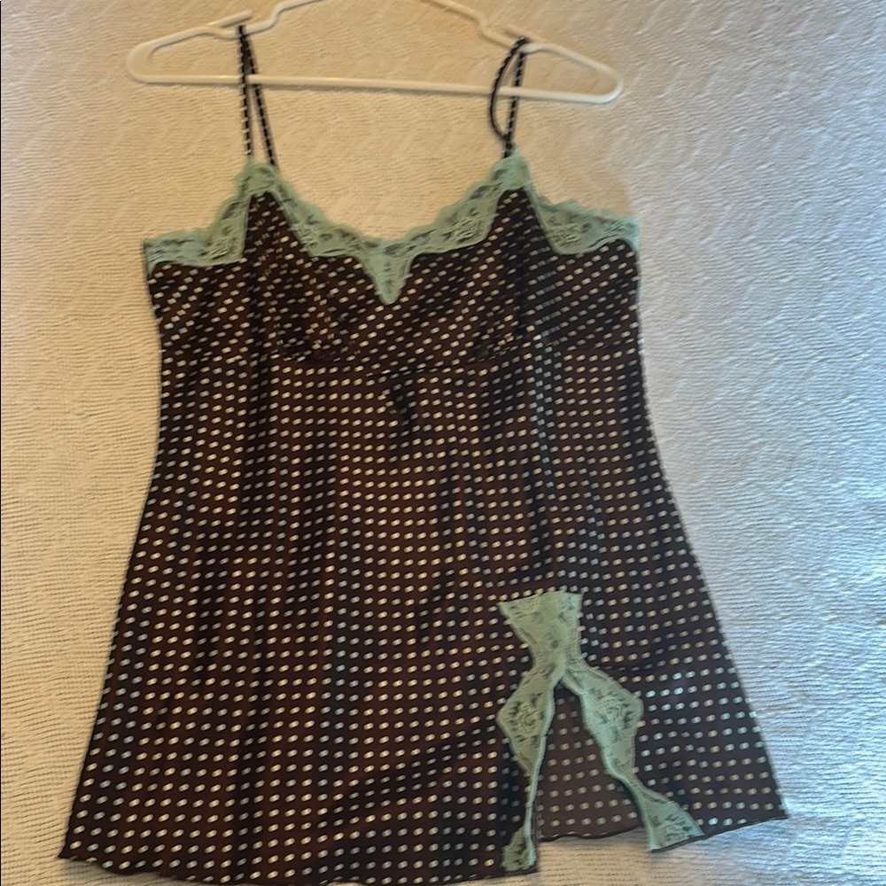 Self Esteem Blue and Brown Chemise with Spaghetti Straps
